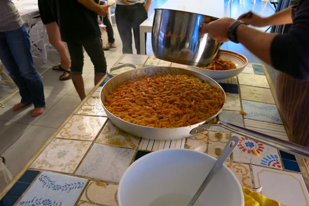 Pasta from the cooking demo at Meet Hostel in Lake Garda