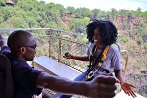 Preparing for Bungee jump on Victoria Falls Bridge