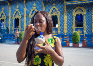 Eat coconut ice cream at Blue Temple